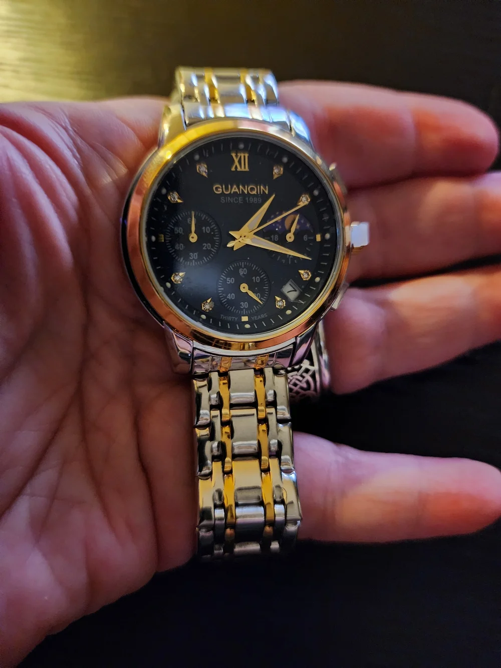 Men's Two-Tone Stainless Steel Watch with Blue Dial